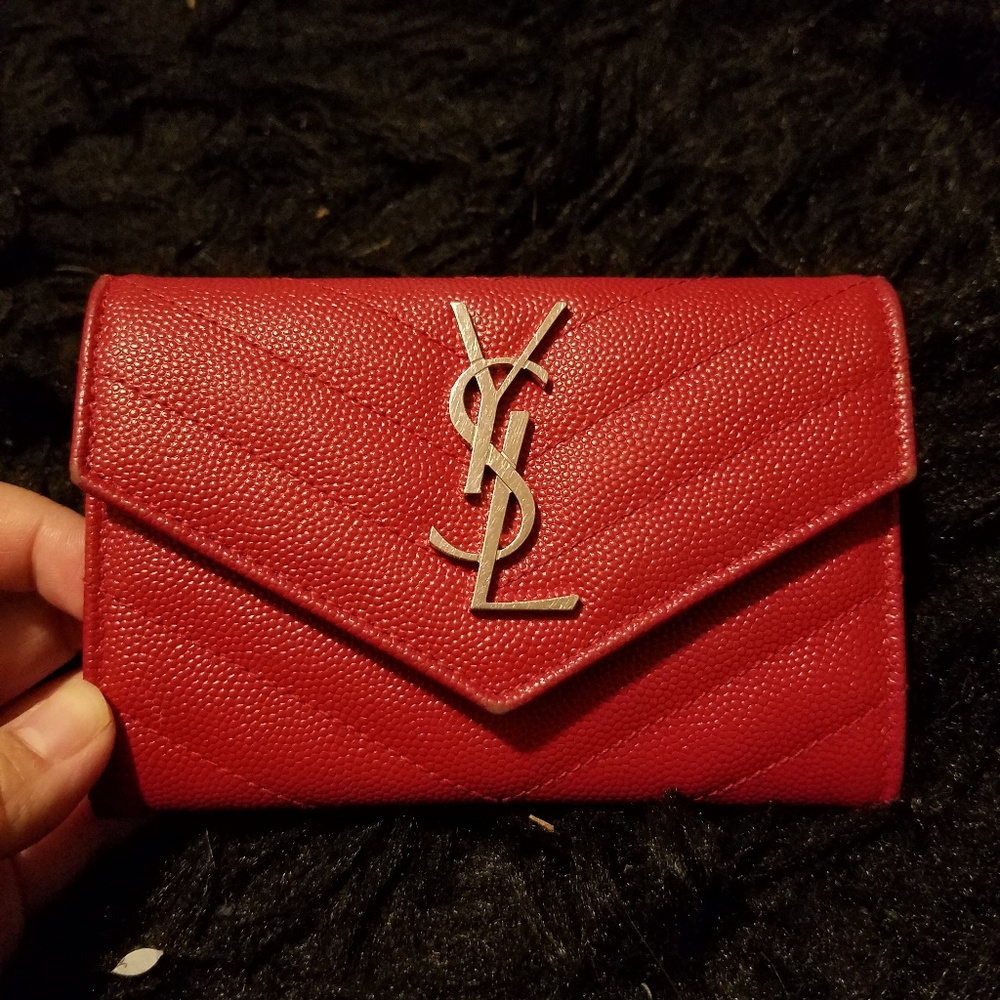YSL Red Small Quilted Leather Wallet